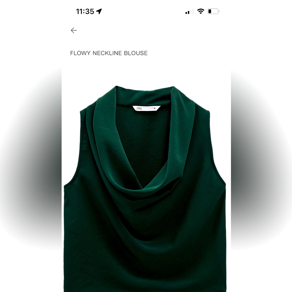 Float Neckline Blouse | Zara | Green | XS | NWT